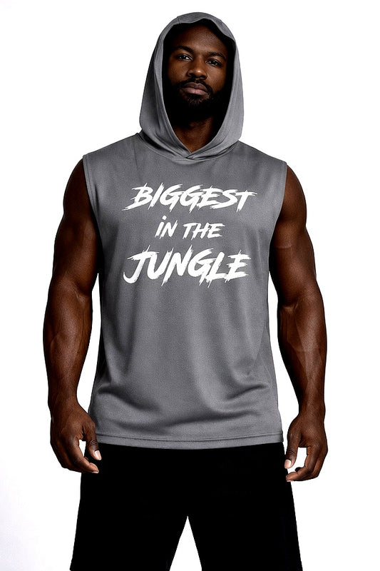 MESH SLEEVELESS HOODIE- GREY