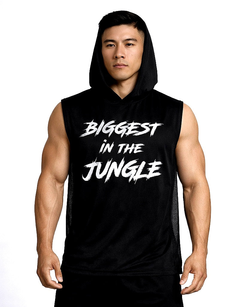 MESH SLEEVELESS HOODIE (BLACK)
